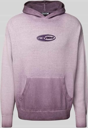 Review Strickhoodie mit Label-Stitching in Aubergine, Gr&ouml;&szlig;e M