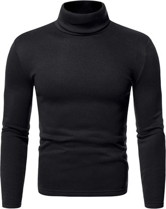 Generic Stand-up Collar Shirt Mens Long, Turtleneck Pullover Winter, Knitted Jumper Fine Knit Long Sleeve Sweater Elastic Pullover Texured Jumper Elegant Wint