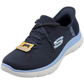 Skechers Womens Summits New Daily Slip-On Sneakers, Navy Knit/Blue Trim, 6.5 UK