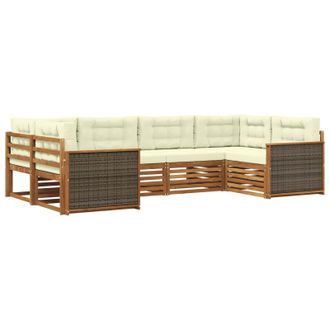 vidaXL Conjunto De Sof&aacute;s De Exterior Con Coj&iacute;n 6 Pcs Natural Y Crema Vidaxl