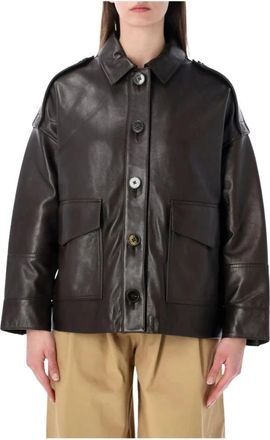 Sessun Harriboyd Jacket - Dames - Leren en Su&egrave;de Jassen - Bruin - M - Leer - Jassen