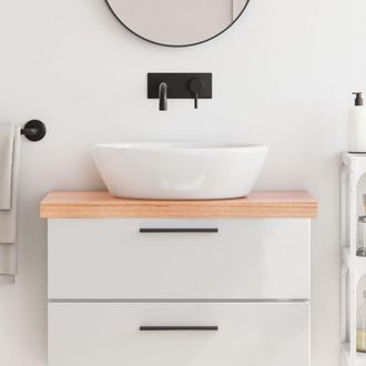 vidaXL Encimera Ba&ntilde;o Madera Maciza Tratada Marr&oacute;n Claro 80x40x(2-6) Cm Vidaxl