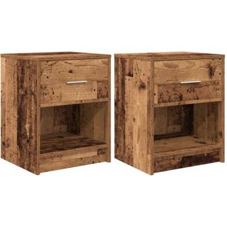 vidaXL Bedside Cabinets 2 pcs with Drawer Old Wood 40x34x50 cm Vidaxl