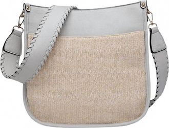 Jen & Co. Womens Kate Crossbody Bag In Straw Pale Grey