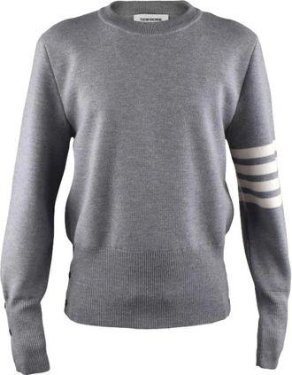 Thom Browne Wool 4-Bar Pullover - Heren - Ronde hals truien - Grijs - XS - Wol - Truien & Vesten