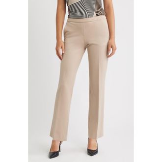 Anne Klein High Waist Pull-On Straight Leg Pants in Latte at Nordstrom, Size Xx-Small P