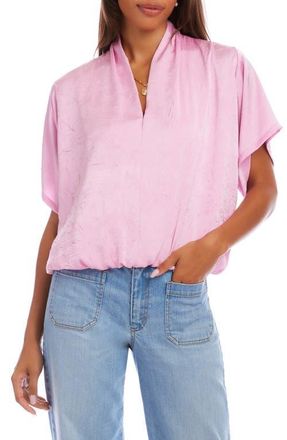 Karen Kane Crushed Satin V-Neck Top in Pink at Nordstrom, Size X-Large