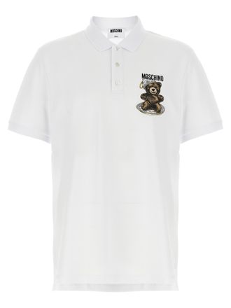 Moschino White Cotton Polo Mens Shirt