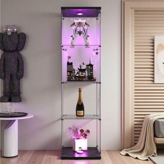 OEM Vitrina De Vidrio Templado - 4 Niveles - Iluminaci&oacute;n Led - Antipolvo - Montaje F&aacute;cil