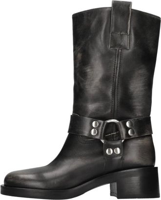 Strategia A5607 Enkellaarsjes - Dames - Laarzen met Hak - Zwart - 39 EU - Leer - Schoenen