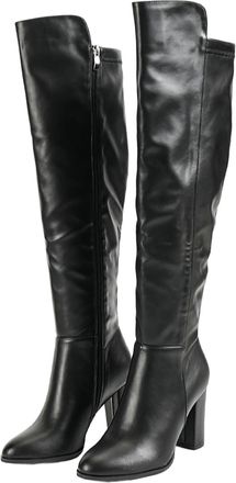 Generic Pointed Toe Knee High Boots for Women, Chunky Block Heel Tall Boots for Women with Side Zipper, Long Fall Winter Boot,Black,7.5 UK