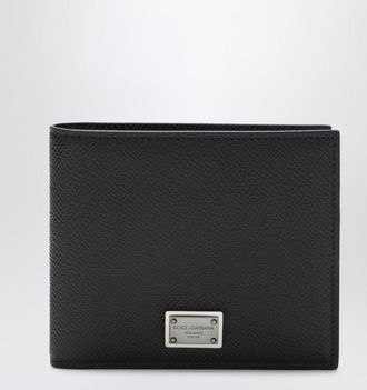 Dolce & Gabbana Black dauphine leather wallet with logo plaque