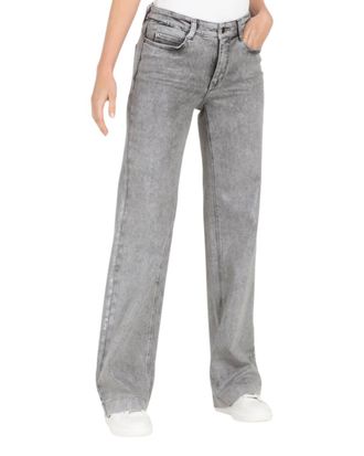 Mac Jeans Womens Dream Wide Metallic Jeans In Silver