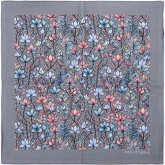 Lords of Harlech Hudson Merino Wool Handkerchief Pocket Square in Mystic Floral Grey at Nordstrom