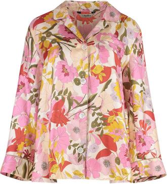 Max Mara Multi Color Floral Printed Silk Shirt