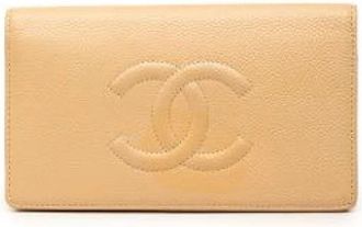 Chanel Pre-owned Caviar Leather Wallet - Dames - Vintage Accessoires - Beige - ONE Size - Leer - Vintage