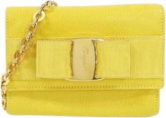 Ferragamo Pre-owned Belt Bags, female, Yellow, Size: ONE SIZE Pre-owned Leather Shoulder Bag