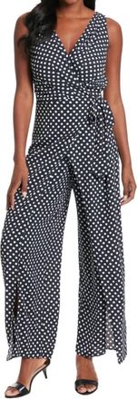 Maggy London Polka Dot Wrap Jumpsuit In Navy