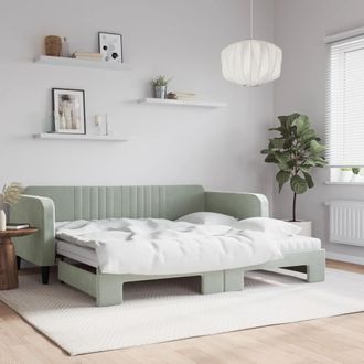 vidaXL Vidaxl - Sof&aacute; Cama Nido Con Colch&oacute;n Terciopelo Gris Claro 100x200 Cm