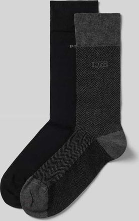 HUGO BOSS Str&uuml;mpfe aus Baumwoll-Mix im 2er-Pack in Mittelgrau, Gr&ouml;&szlig;e 39-42