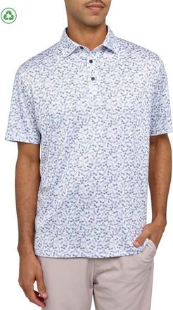 ConStruct Regular Fit Micro Sunglasses Print Recycled Performance Golf Polo in White/green at Nordstrom, Size Xxx-Large