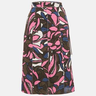 Max Mara Smax Mara Pink Printed Cotton Midi Skirt