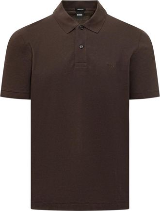 HUGO BOSS Brown Solid Shirt Collar T-Shirt