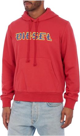 Diesel Urban Hoodie met Verstelbare Capuchon - Heren - Hoodies - Rood - 2XL - Katoen - Hoodies & sweatvesten