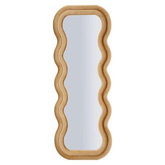 Dmora Espejo Allen, Marco Ondulado Efecto Terciopelo, Forma Rectangular, Tipo De Pared, 60x160h Cm Oro
