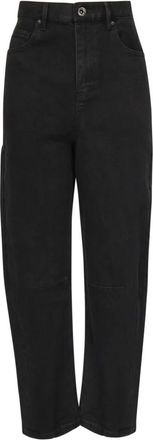 Self Portrait Zwarte Denim Jeans Met Gekromde Pijp - Dames - Loose Fit Jeans - Zwart - W26 - Denim - Jeans