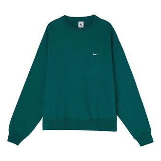 Nike Mens Nike Lab Fleece Crew Solid Color Plush Stay Warm Sports Round Neck Pullover Green DA0318-340
