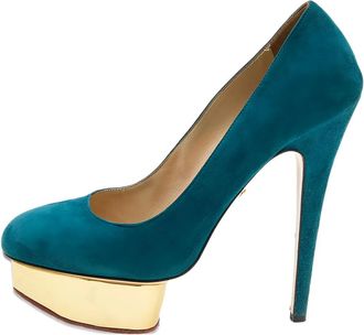 Charlotte Olympia 150mm pre-owned Dolly platform pumps - Blue