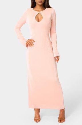 Bebe Keyhole Bell Sleeve Maxi Dress in Rose at Nordstrom Rack, Size X-Large