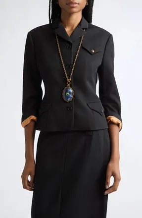 Versace Wool Grain de Poudre Informal Jacket in Black at Nordstrom, Size 40