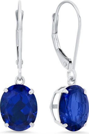 MAX + STONE 14k Yellow or White Gold 8x10mm Oval Gemstone Dangle Earrings with Leverbacks