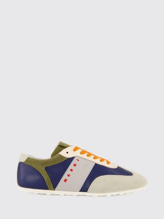 Marni Suede Low-Top Sneakers with an Abstract Pattern and Embroidered Logo
