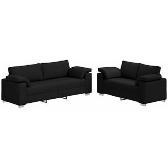 vidaXL Juego De Sof&aacute; 2 Pcs Negro 219 X 77 X 82 Cm Tela Vidaxl