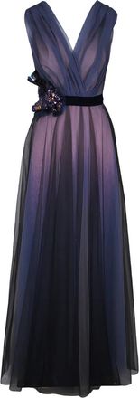 Talbot Runhof Abito lungo con scollo a V - Nero