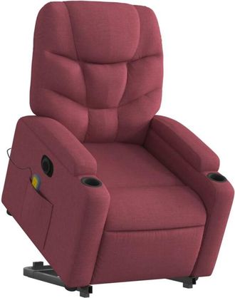 vidaXL Sillón de masaje elevable eléctrico tela rojo tinto vidaXL