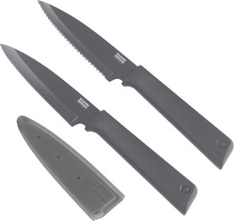 Kuhn Rikon Non-Stick Straight & Serrated Paring Knife Set in Gray at Nordstrom