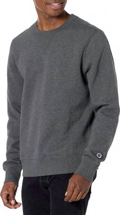Champion Sueded Fleece Pullover Crew Neck Sweatshirt In Charcoal Gray