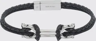 Ferragamo Bracciale in pelle intrecciata con chiusura magnetica e logo Gancini