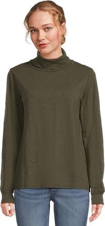Mod-o-doc Long Sleeve Turtle Neck T-Shirts Womens Clothing Elm Green : LG (US 12-14)