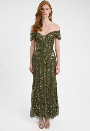 Beauut Embellished Sequin Gown in Olive at Nordstrom, Size 10