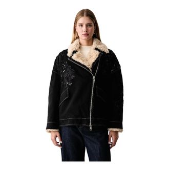 Liu Jo Loose Fit Shearling Jacket - Dames - Jassen - Zwart - Maat: XS Katoen