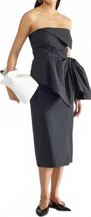 Liviana Conti Strapless With Bow Midi Dress In Black