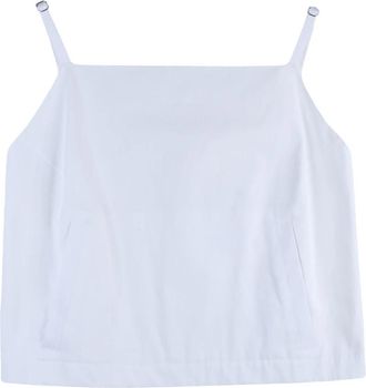 Sportmax Top corto con cerniera - Dames - Tops zonder mouwen - Wit - M - Katoen - Tops
