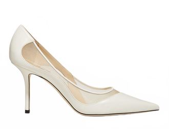 Jimmy Choo London Womens Love 85 Leather And Mesh Pumps In Latte/natural