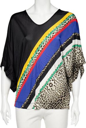 Roberto Cavalli Multicolor Printed Jersey Oversized Top