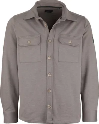 Casamoda Taupe Overshirt Casa Moda twill structuur en knoopsluiting